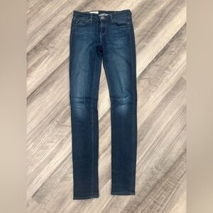 AG Adriano Goldschmied Dark Blue The Middi Mid-Rise Legging Skinny Jeans - 25R